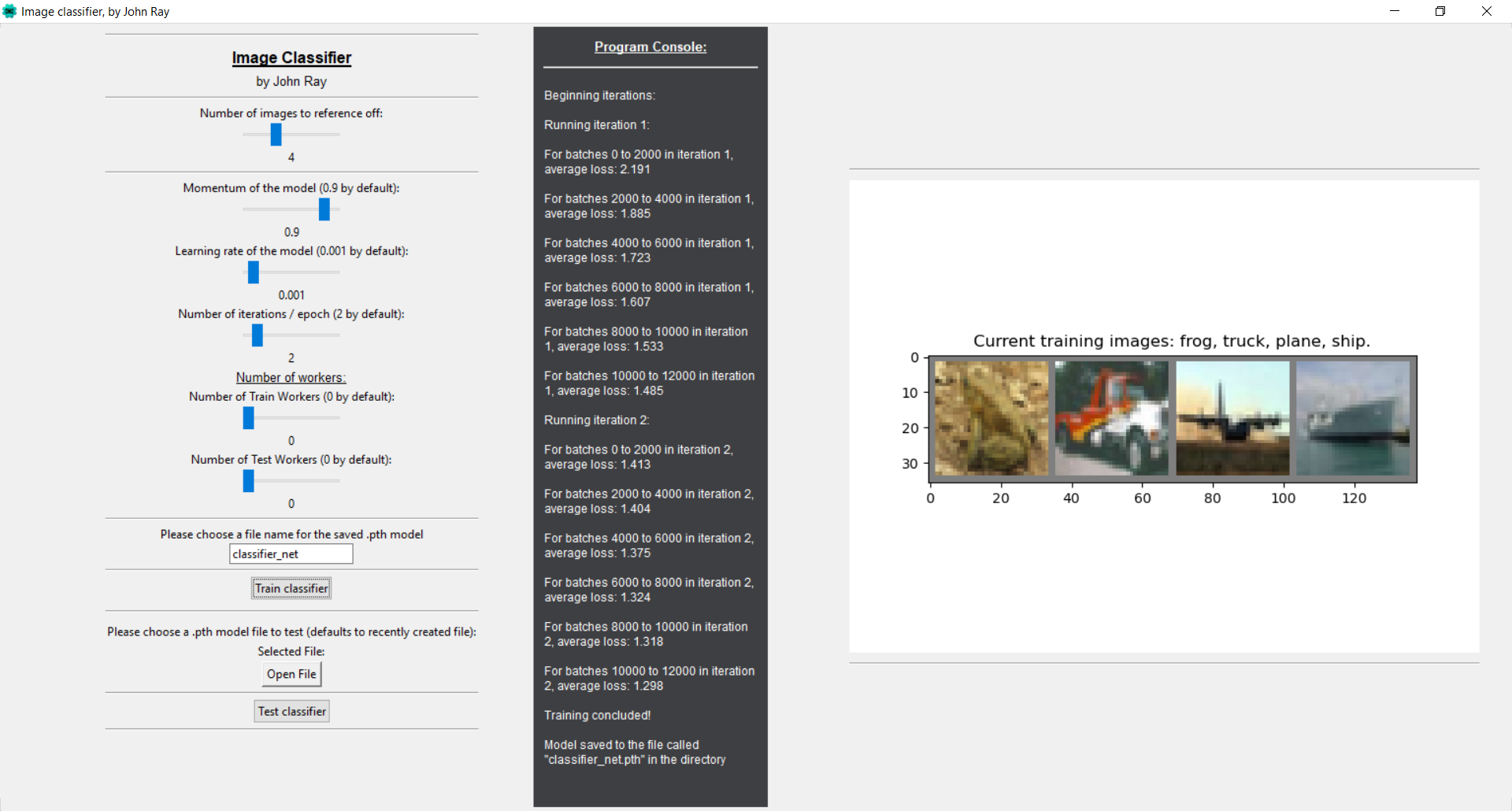 What the program looks like upon loading
